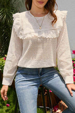 Load image into Gallery viewer, Double Take Ruffled Round Neck Eyelet Blouse