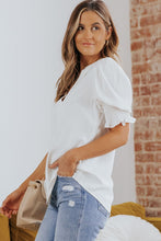 Load image into Gallery viewer, Smocked Flounce Sleeve Notched Neck Blouse