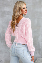 Load image into Gallery viewer, Surplice Neck Lace-Up Sweater