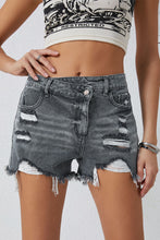 Load image into Gallery viewer, Asymmetrical Distressed Denim Shorts
