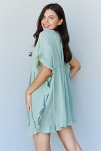 Load image into Gallery viewer, Plus Size Ruffle Hem Dress with Drawstring Waistband in Light Sage