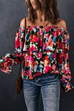 Load image into Gallery viewer, Floral Off-Shoulder Flounce Sleeve Layered Blouse