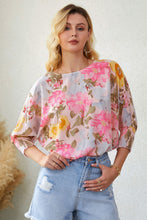 Load image into Gallery viewer, Floral Round Neck Three-Quarter Sleeve Top
