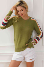 Load image into Gallery viewer, Striped Round Neck Long Sleeve Sweater