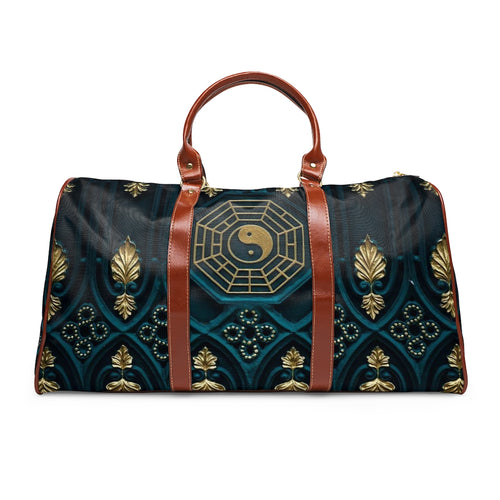 Blue and Gold Design Waterproof Travel Bag
