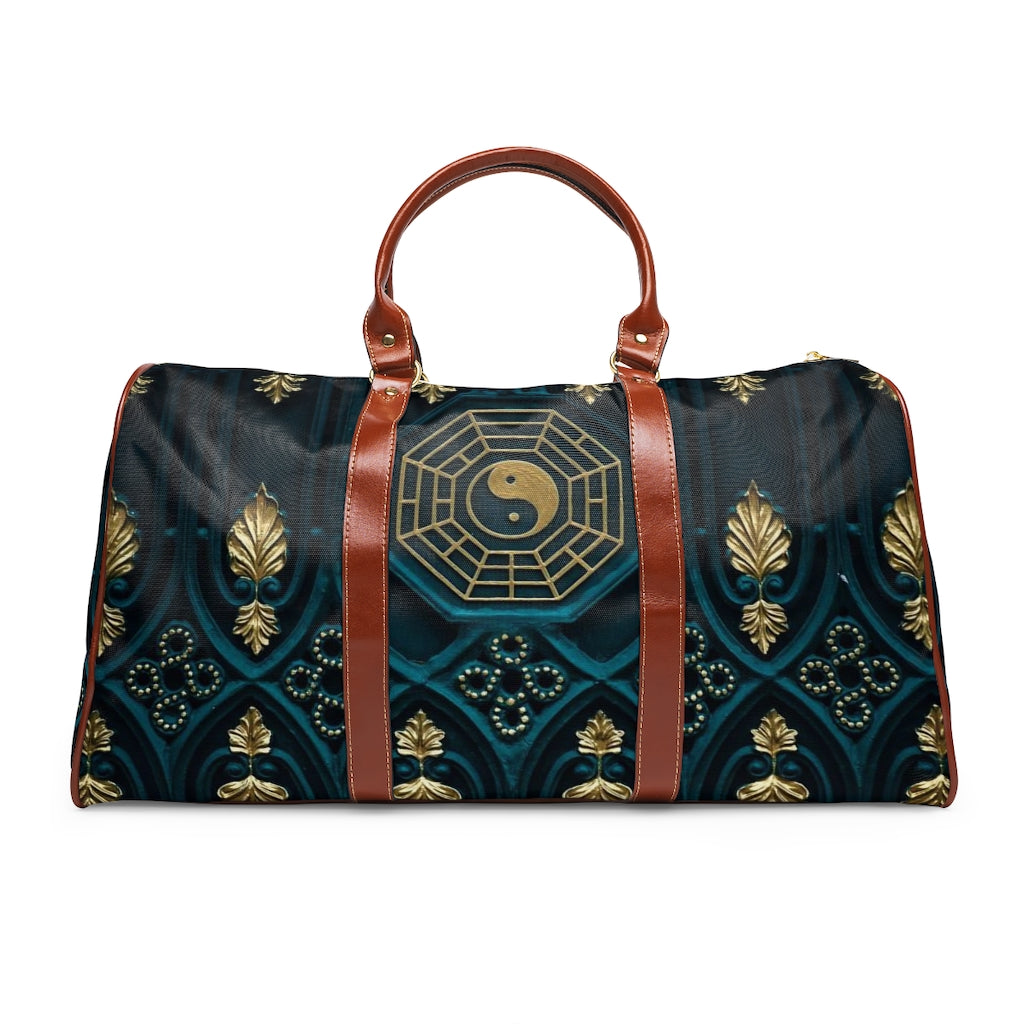 Blue and Gold Design Waterproof Travel Bag