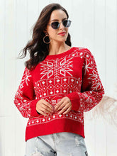 Load image into Gallery viewer, Snowflake Pattern Round Neck Sweater
