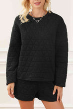 Load image into Gallery viewer, Round Neck Long Sleeve Sweatshirt and Shorts Set
