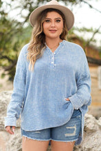 Load image into Gallery viewer, Plus Size Half Button Long Sleeve Blouse