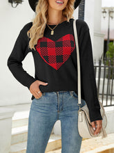 Load image into Gallery viewer, Heart Graphic Round Neck Sweater