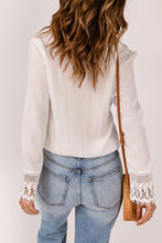 Load image into Gallery viewer, Spliced Lace V-Neck Long Sleeve Blouse
