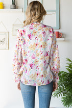 Load image into Gallery viewer, Floral Frill Trim Tie Neck Flounce Sleeve Blouse
