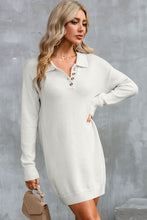 Load image into Gallery viewer, Buttoned Long Sleeve Sweater Dress