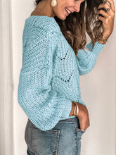 Load image into Gallery viewer, Openwork Round Neck Sweater