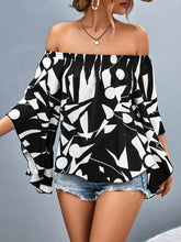 Load image into Gallery viewer, Printed Off-Shoulder Bell Sleeve Blouse