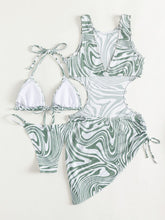 Load image into Gallery viewer, Abstract Tie Back Three-Piece Swim Set