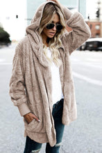 Load image into Gallery viewer, Teddy Hooded Jacket with Pockets