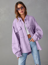 Load image into Gallery viewer, Dropped Shoulder Raw Hem Jacket