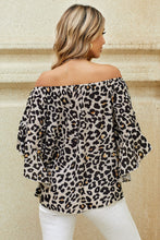 Load image into Gallery viewer, Printed Off-Shoulder Flounce Sleeve Top