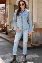 Load image into Gallery viewer, Button Front Flare Sleeve Denim Top