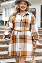 Load image into Gallery viewer, Plus Size Plaid Button Up Shirt Dress