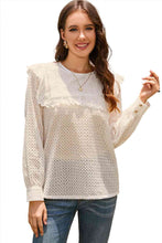 Load image into Gallery viewer, Double Take Ruffled Round Neck Eyelet Blouse