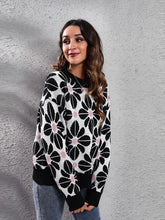 Load image into Gallery viewer, Floral Round Neck Long Sleeve Sweater