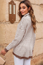Load image into Gallery viewer, Striped Drop Shoulder Turtleneck Sweater