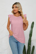 Load image into Gallery viewer, Smocked Round Neck Eyelet Top