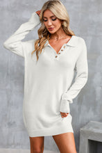 Load image into Gallery viewer, Buttoned Long Sleeve Sweater Dress