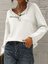 Load image into Gallery viewer, Ruffled Quarter-Button Sweater