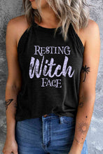 Load image into Gallery viewer, Round Neck RESTING WITCH FACE Graphic Tank Top