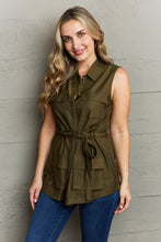 Load image into Gallery viewer, Ninexis Follow The Light Sleeveless Collared Button Down Top