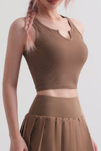 Load image into Gallery viewer, Notched Neck Cropped Sports Tank