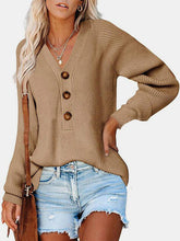 Load image into Gallery viewer, Half Button Long Sleeve Knit Top