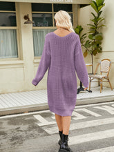Load image into Gallery viewer, V-Neck Long Sleeve Sweater Dress