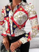 Load image into Gallery viewer, Printed Collared Neck Long Sleeve Shirt