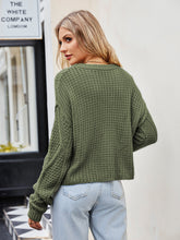 Load image into Gallery viewer, Cable-Knit Round Neck Dropped Shoulder Sweater