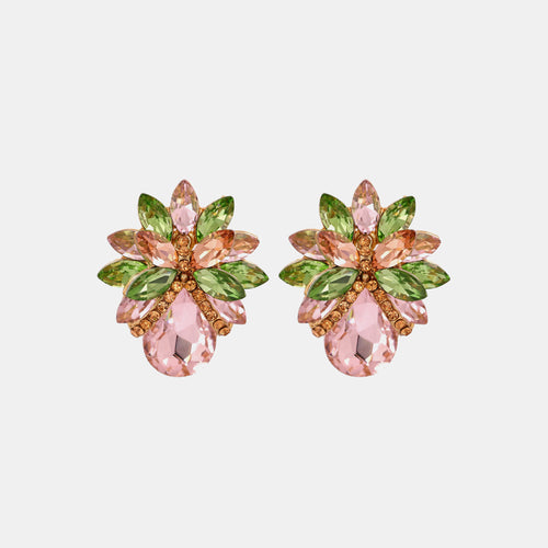 Flower Shape Glass Stone Stud Earrings