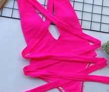 Load image into Gallery viewer, Halter Neck Deep V Tied One-Piece Swimsuit