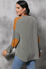 Load image into Gallery viewer, Striped Notched Long Sleeve Blouse