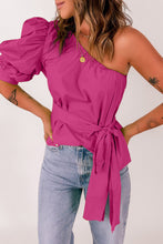 Load image into Gallery viewer, Tied Puff Sleeve One-Shoulder Top
