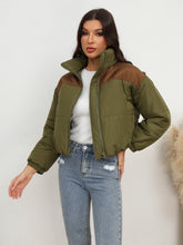 Load image into Gallery viewer, Two-Tone Zip-Up Puffer Jacket