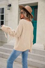 Load image into Gallery viewer, Ribbed Round Neck Fringe Detail Sweater