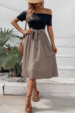 Load image into Gallery viewer, Printed Tie Belt Off-Shoulder Dress