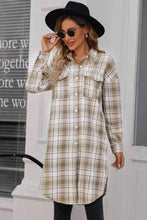 Load image into Gallery viewer, Double Take Plaid Button-Up Longline Shacket with Breast Pockets