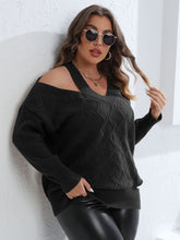 Load image into Gallery viewer, Plus Size Cutout V-Neck Sweater