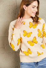 Load image into Gallery viewer, Woven Right Butterfly Dropped Shoulder Crewneck Sweater