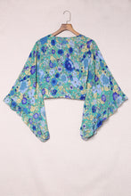 Load image into Gallery viewer, Floral Bell Sleeve Surplice Cropped Blouse
