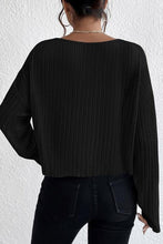 Load image into Gallery viewer, Ribbed Round Neck Drop Shoulder Long Sleeve Top